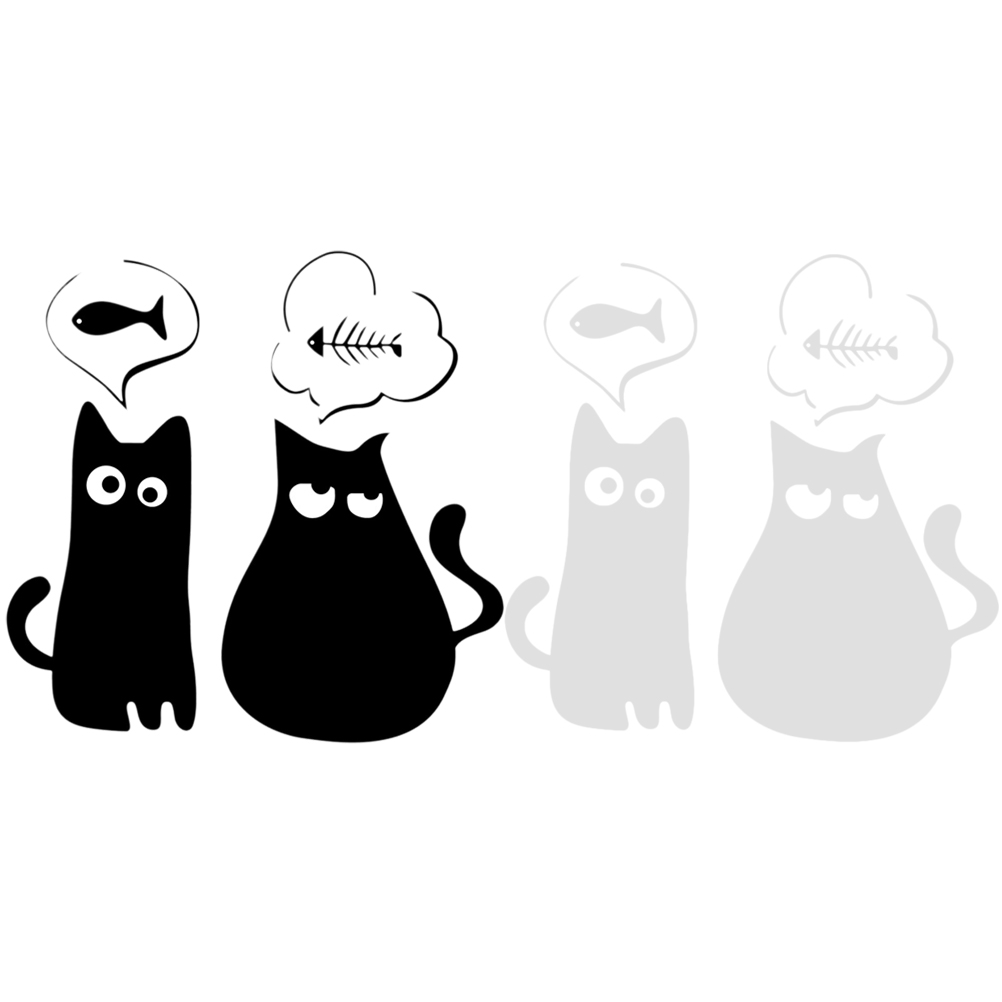 HEMOTON 2 Pairs of Removable Cat Wall Decal Selfadhesive Wall Sticker