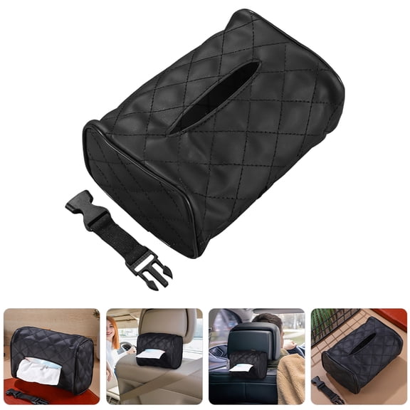 HEMOTON 2 Pcs Boxes Car Tissue Box 16.00X10.00X10.00CM Black