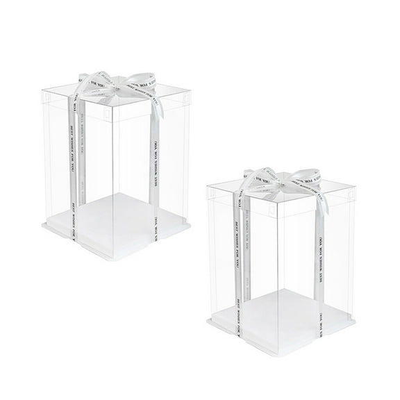 Hytrove Cake Boxes Transparent Carrier Boxes Floral Decoration 2Pack 10.2*10.2*9.8in