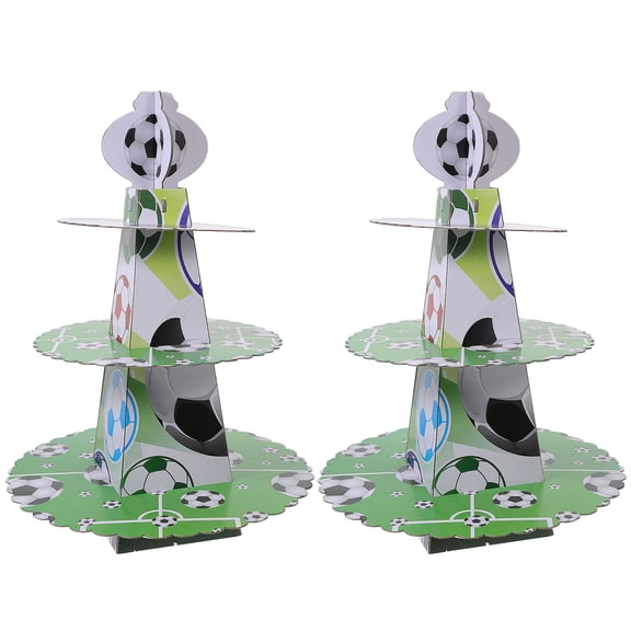 SOPOTUTU Multi-Colored Decorative Paper Cupcake Stand Set of 2 for Parties, Events, Celebrations, and Fan Gear Displays