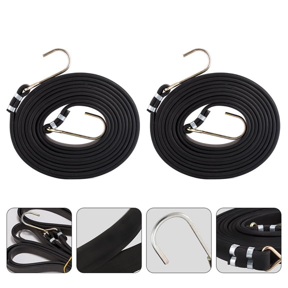 COOPHYA 2Pcs Black Tensioner Belt for Motorbike Durable Elastic Cord with Fixed Hooks for Outdoor and Travel