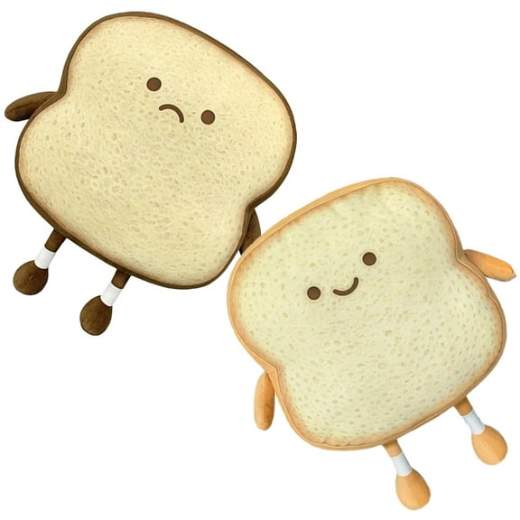 HEMOTON 2 Pcs Cute Pillows Travel Pillows Plush Bread Toy 18.00X18.00X6.00CM