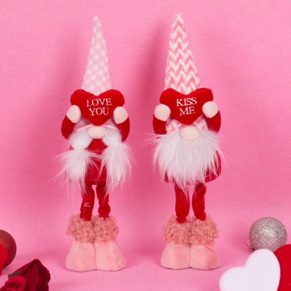 SOPOTUTU Valentine's Day Gnomes Plush Dolls for Home Decoration, Red Color, Set of 2 Decorative Figurines