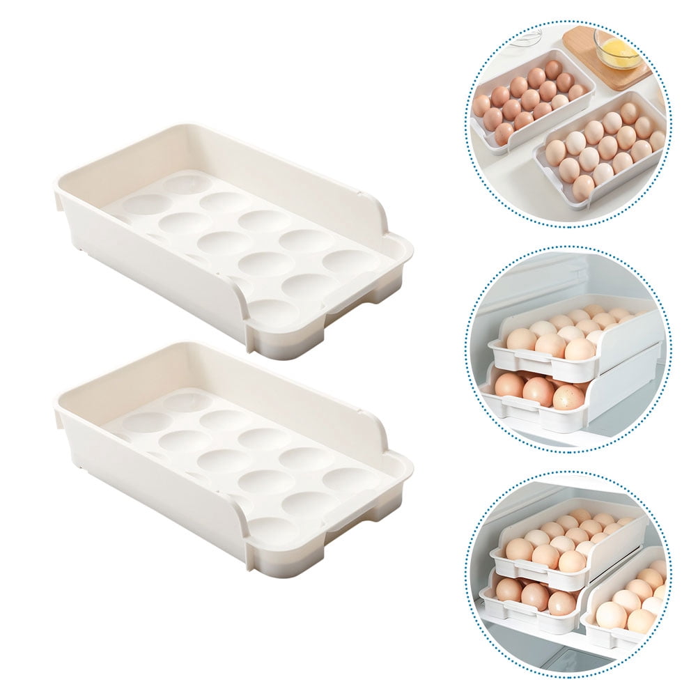 HEMOTON 2 Pcs Egg Cartons Drawer White Storage Premium Material Tray ...