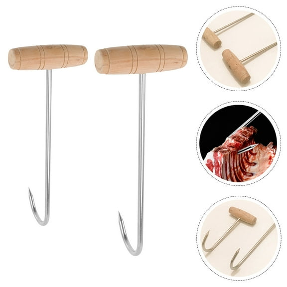 SOPOTUTU Meat Hooks Butchering Meat Hook Stainless Steel 2Pcs Housewives