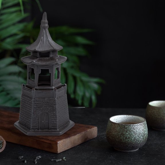 HEMOTON 2 Pcs Hexagonal Pavilion Ornament Tank Pavilions Decors Aquariums Decoration Brown