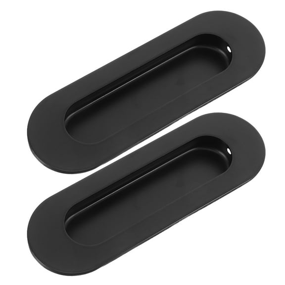 SOPOTUTU 2-Pack Black Stainless Steel Flush Mount Cabinet Door Pull Handles for Kitchen and Garden Storage Cabinets