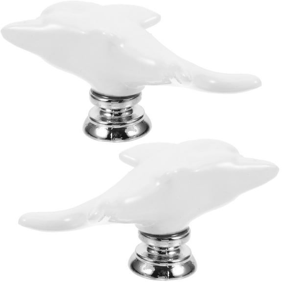 UPGRATOR Animal Cabinet Knobs Dolphin Shape Ceramic Multicolor 2Pcs