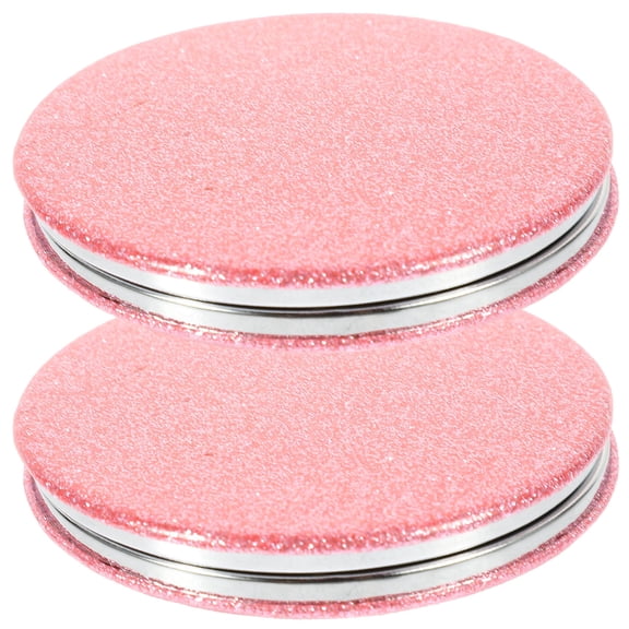 HEMOTON 2-Pack Portable Makeup Mirrors with Stable Glitter Design for Vanity and Child Use