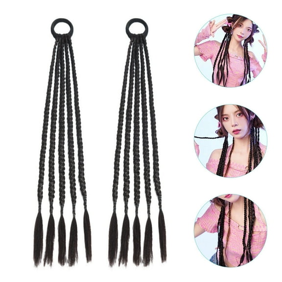 SOPOTUTU Black Ponytail Hair Extensions with Elastic Hair Ties, 2-Pack Synthetic Fiber for Women
