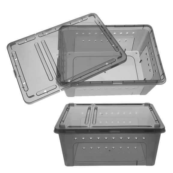 HEMOTON  2 Pcs Reptile Enclosure Container Terrarium Spider Baby Grey