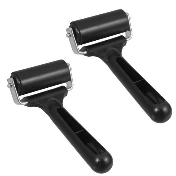 HEMOTON 2 Pcs Rubber Roller Ink for Printing Printmaking Tool Black
