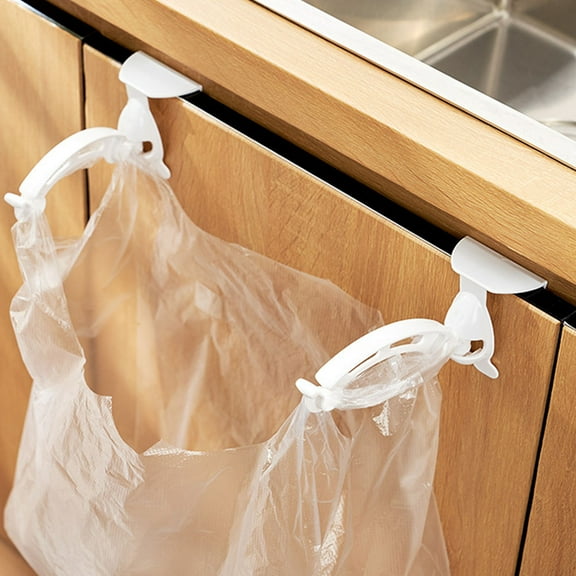 Hytrove 2Pcs Practical White Wall Mounted Kitchen Trash Bag Rack with Fine Workmanship