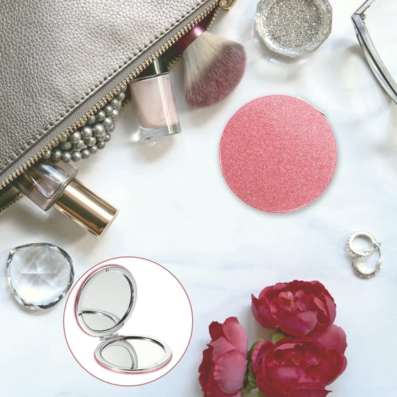 HEMOTON 2 Pcs Small Vanity Mirror Double Sided Mirror Travel Child 7.2x7.2x1cm Pink