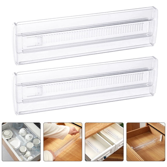 DEEPCRAFF 2Pcs Clear Drawer Dividers Adjustable Plastic Organizer for Home Storage