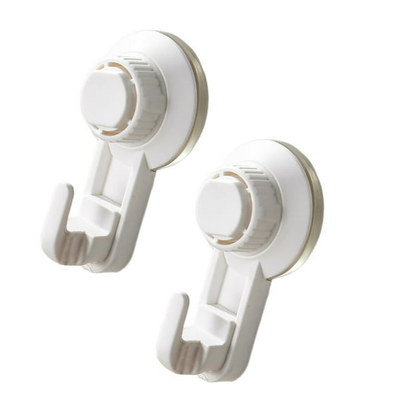 EXHUMKY 2Pcs Convenient Suction Cup Hooks Hanging Hooks for Clothes Hanging White ABS