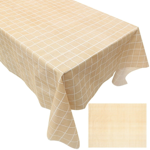 Phenofice Plaid Tablecloth Light Brown 2Pcs 70.9X53.9X0.1Inch