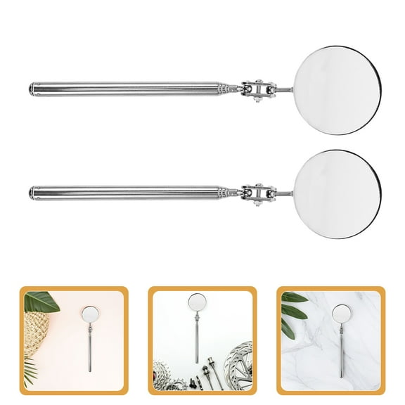 SOPOTUTU 2 Pcs Round Metal Vehicle Checking Mirrors for Contractors Vehicle Maintenance and Inspection