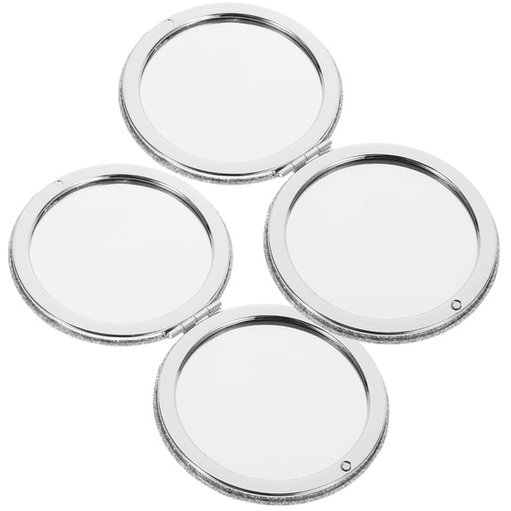 HEMOTON 2 Pcs Travel Size Mirror Small for Makeup Glitter Portable Silver