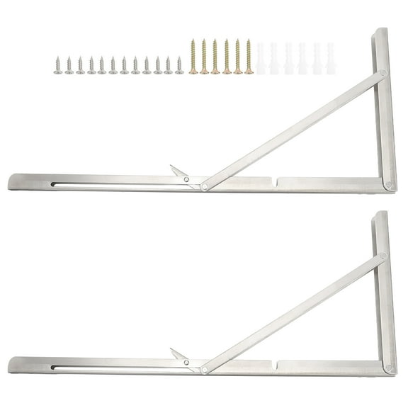 HEMOTON 2 Pcs Useful Collapsible Brackets Folding for Floating Shelves Silver