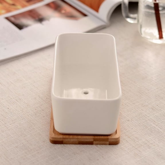 YOSADIER Rectangular Ceramic Planters, White and Durable for Home Decor, 2Pcs