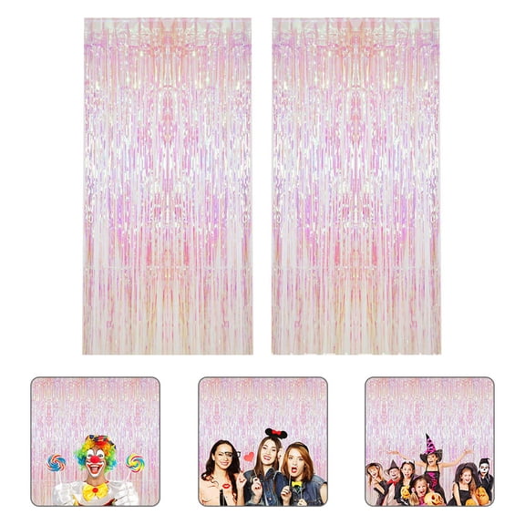 HEMOTON 2 Sets Birthday Decorations Party Rain Curtain Background Wall Tinsel Curtains