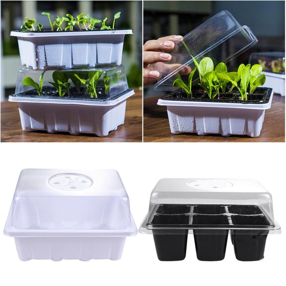 YOSADIER 2Sets Plastic Plant Germination Tray Black Durable Reusable for Garden and Farm Use