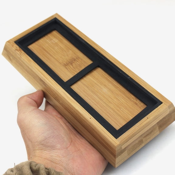 HEMOTON Bamboo Sharpening Whetstone Holder for Home Use Made of Rubber Beige 2 Sets