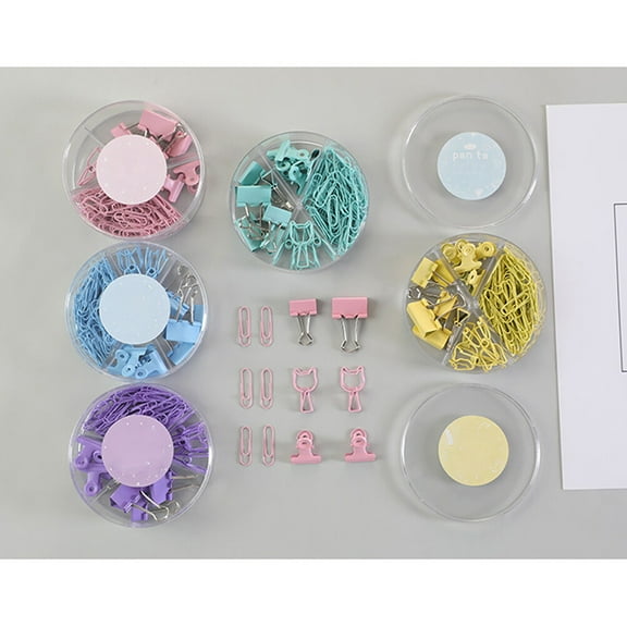 HEMOTON 2 Sets Supplies Stationery Paper Clip Pin Binder Clip Office 6.5X6.5CM Yellow