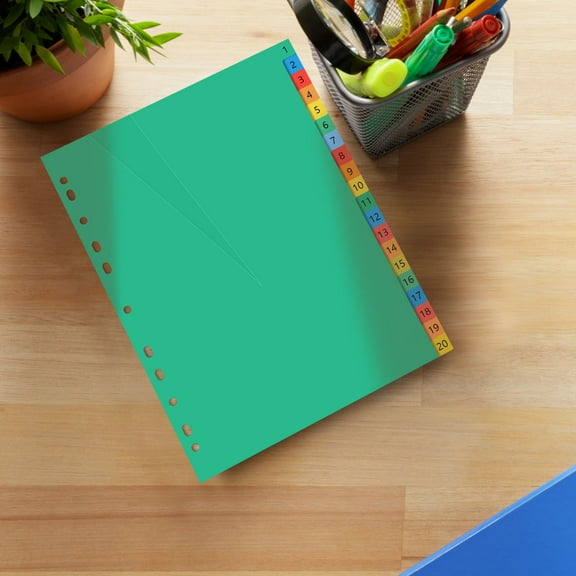 EXHUMKY 20 Pages Plastic Index Dividers Assorted Color for Organization