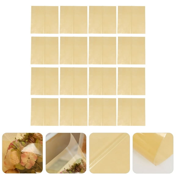 HEMOTON  20 Pcs Gift Wrapping Paper Plain Color Cellophane Flower Clear Golden