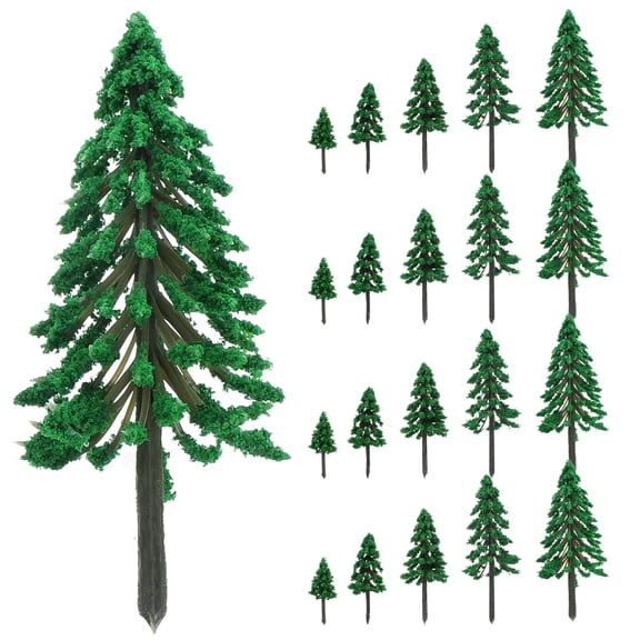 Hytrove 20 Pieces Green Pine Tree Models for Train Sets, Architectural Displays, Dioramas, and Landscape Decoration