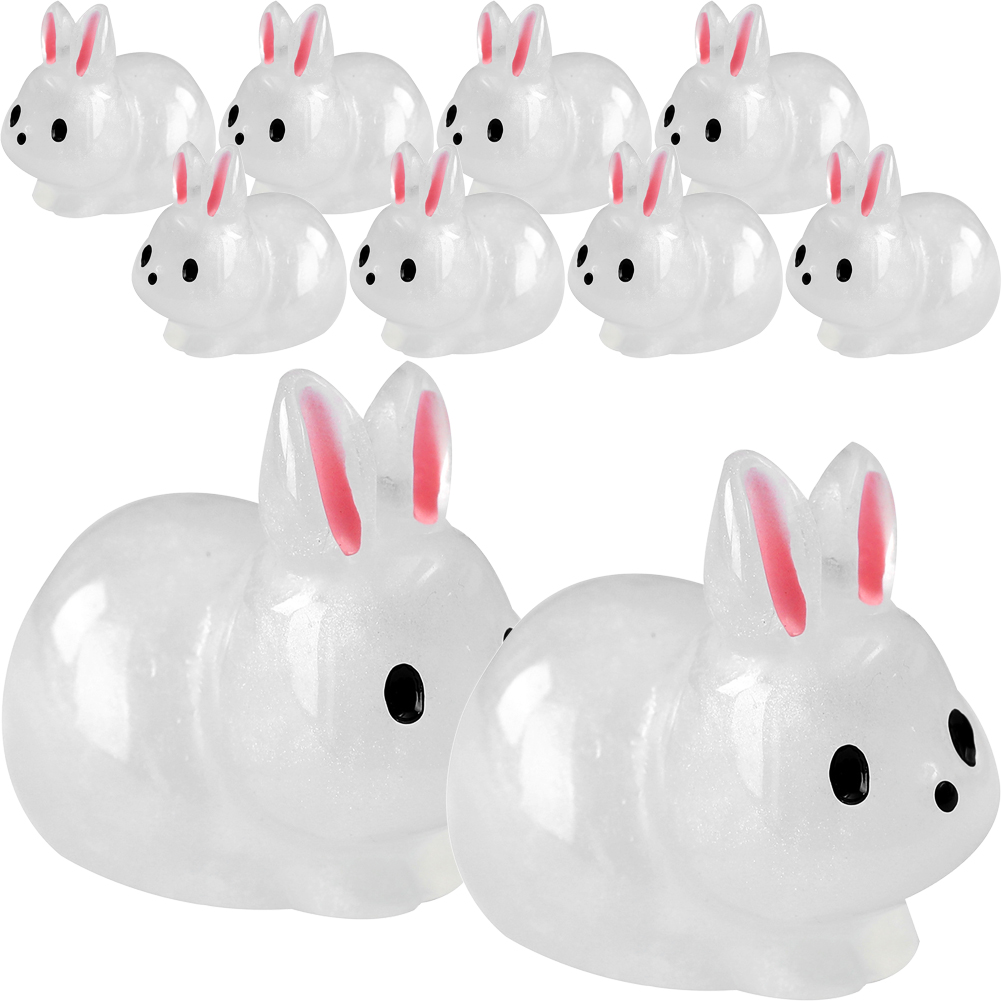 HEMOTON 20 Pcs Mini Bunny Figurines Resin Craft Rabbit Ears Kit White ...