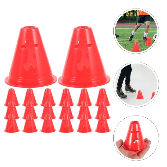 HEMOTON  20 Pcs Sign Barrel Obstacle Cones for Road Athletic Training Red