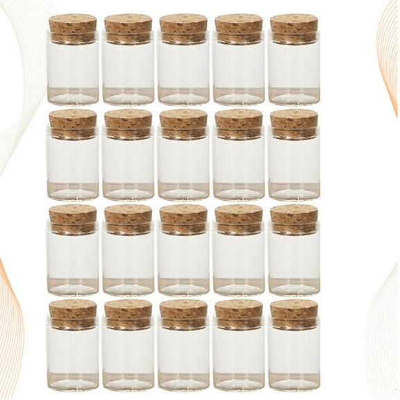 HEMOTON 20 Pieces Small Glass Jars with Wooden Cork for Storage Made of High Borosilicate Glass 30x40mm