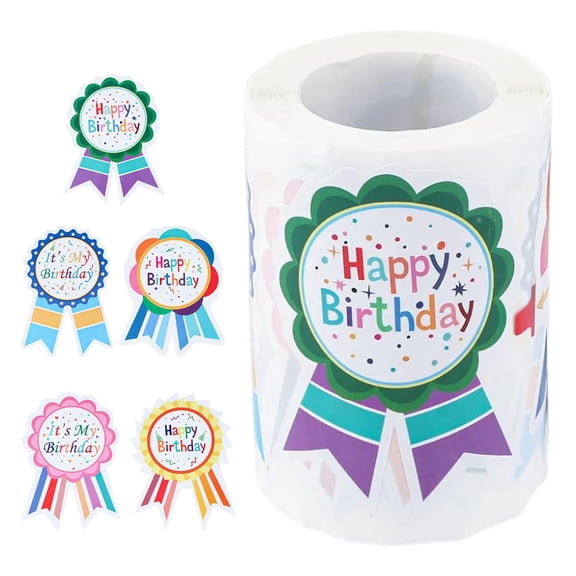 RENACLIPY 200PCS Birthday Cake Labels Coated Paper Stickers for Party Favors and Decorations