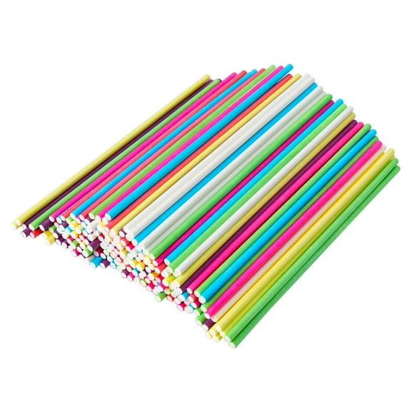 HEMOTON 200 Pcs Marshmallow Paper Sticks Colorful Hard Candy Lollipops