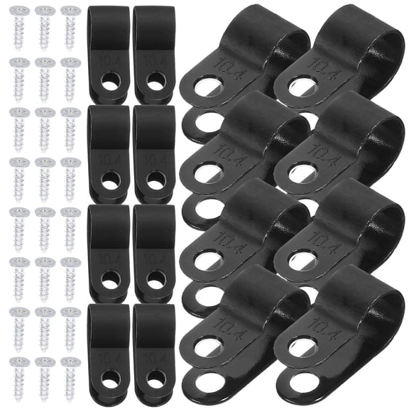 HEMOTON 200 Pieces Black Screw Wire Fixing Buckles 2.50 x 1.00 x 0.10 CM Cable Clips