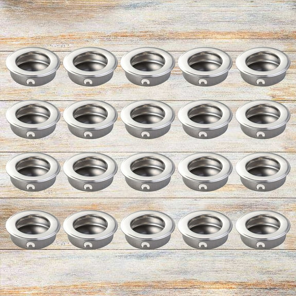 HEMOTON 20Pcs 35mm Flat Stainless Steel Recessed Flush Pull Finger Insert Sliding Door Handle Drawer