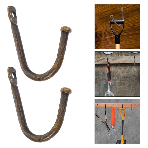 HEMOTON 20pcs Heavy Duty Small Wrought Iron Wall Hooks Metal Hanging Hooks for Garage Tools