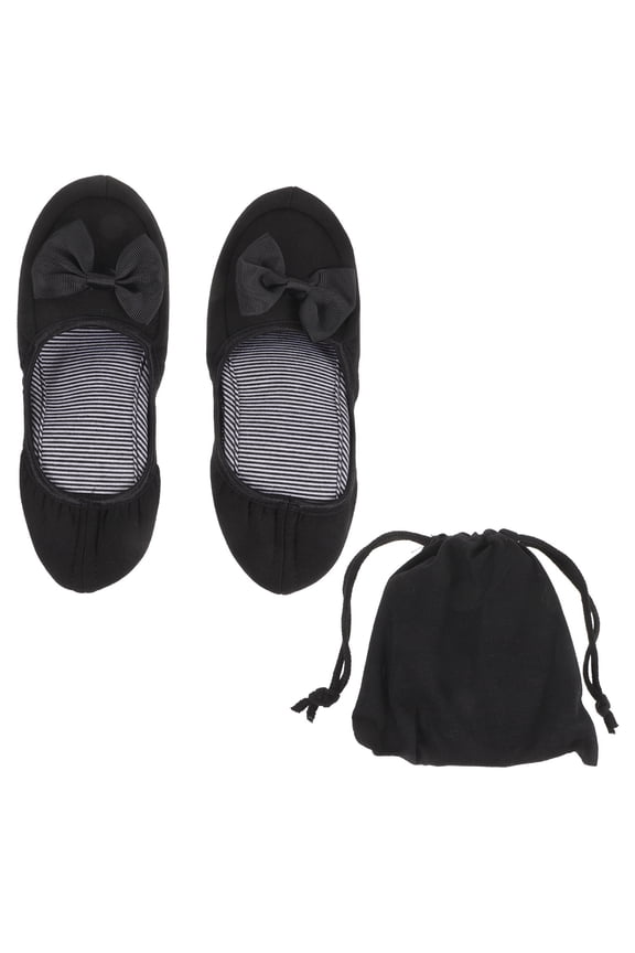 HEMOTON .5cm Hotel Slippers Folding Travel Foldable Flat Shoe Black