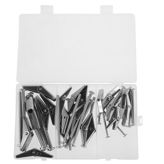 UPGRATOR Wall Fixings Heavy Duty Toggle Bolts Silver Galvanized Iron 24Pcs 3/16Inch