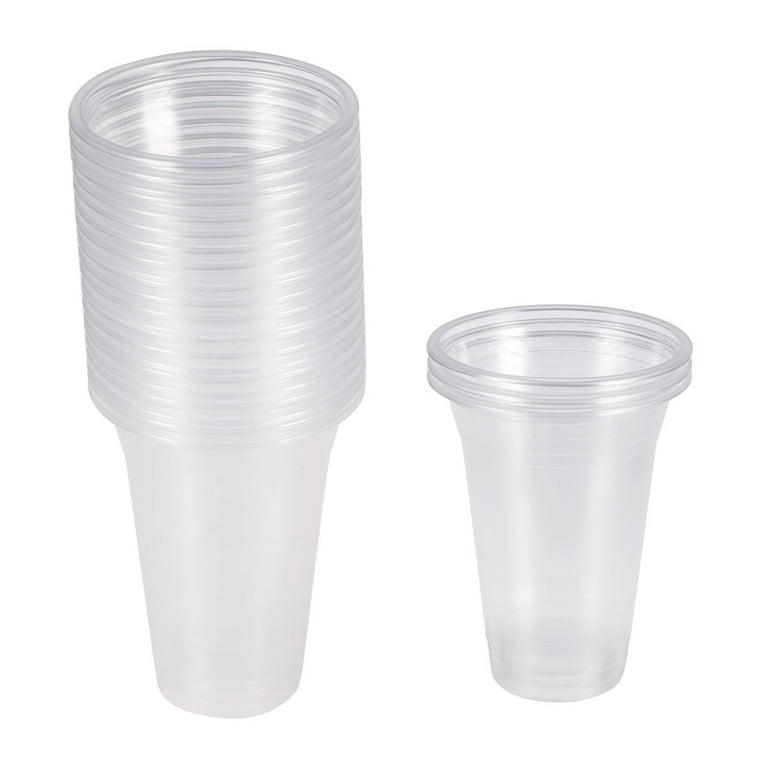 Hemoton 20pcs Disposable Transparent Plastic Cup Juice Cups Cold Drinks  Takeaway Packaging (with Dome Lid)