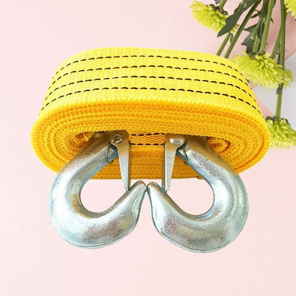 HEMOTON 2PC Heavy Duty Car Road Recovery Tow Strap Towing Ropes with 2 Tow Hooks Car Accessories Styling Car Towing Ropes