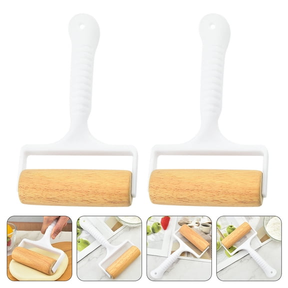 YOSADIER 2Pcs Baking Roller Set Wooden Pizza Dough Roller White Kitchen Rolling Stick