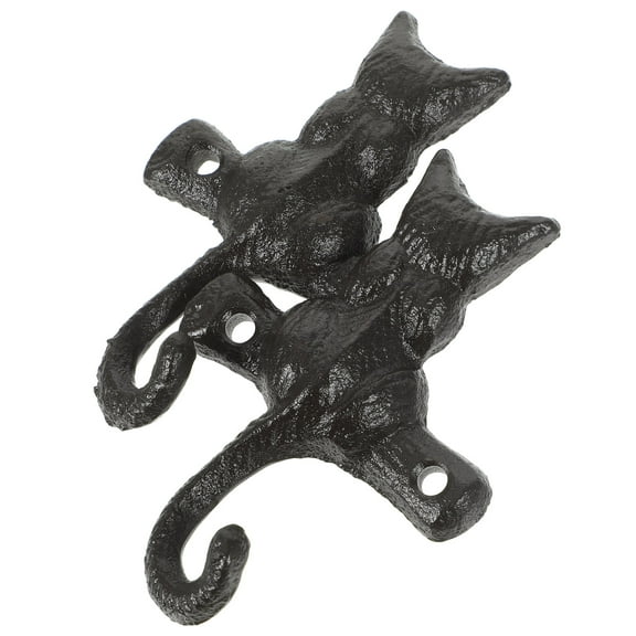 SOPOTUTU 2Pcs Multifunctional Wall Hooks Black Cat Design Metal for Home Bathroom Kitchen Use