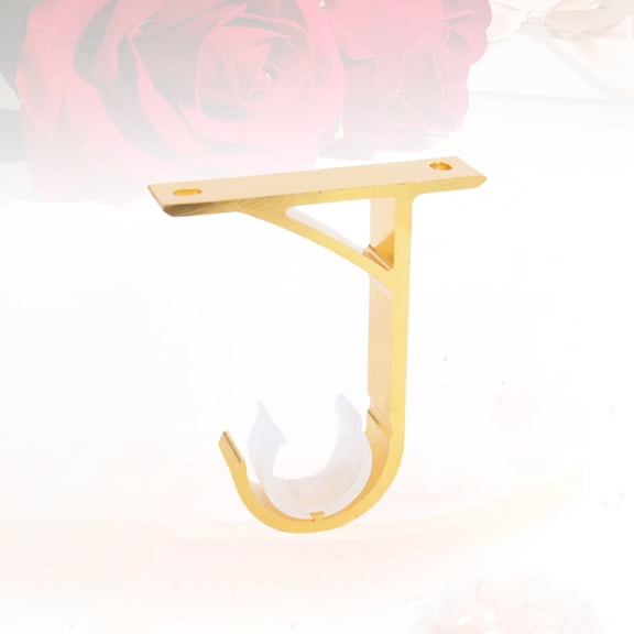 HEMOTON 2-Pack Aluminum Curtain Rod Brackets Wall Mount Bases with Golden Finish for Home Window Drapery