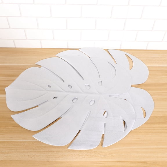 RENACLIPY Silver Turtle Leaf Eva Placemat and Waterproof for Kitchen 2Pcs