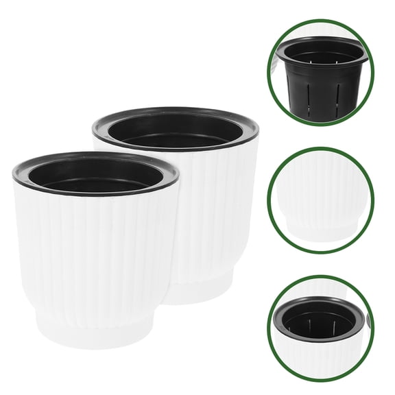 HEMOTON 2-Pack Self-Watering Indoor Plant Pots, Automatic Watering Flower for Houseplants and Indoor Gardening