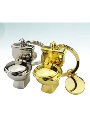 2-Pack Realistic Toilet Keychain Set, Fashionable Hanging Keyring in Colors